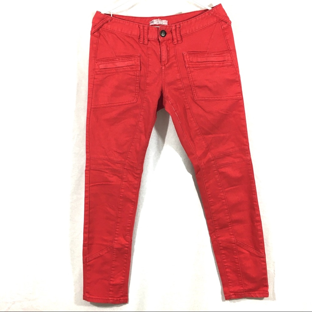 Free People Red Utility Jeans